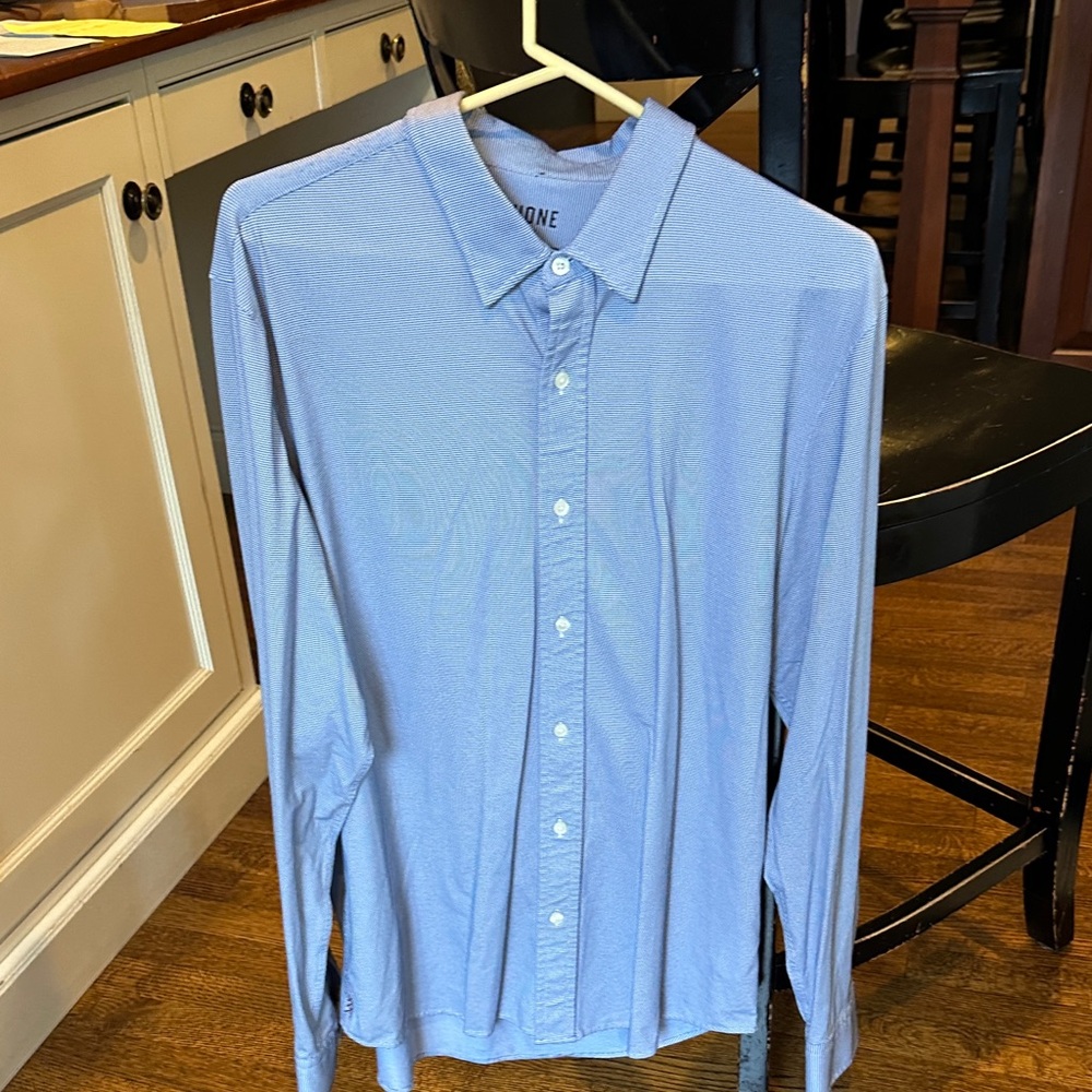 Rhone Light Blue Casual Button-Down Shirt